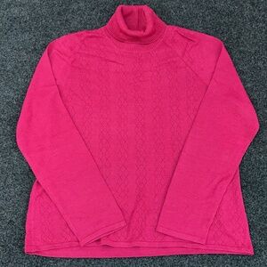 Silk Assets Sweater Womens L Pink Turtleneck Silk Argyle Pullover Long Sleeve